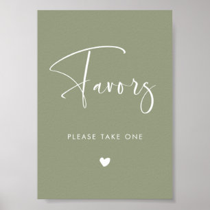 Elegant & Modern Sage Grönt-bröllopssignatur Favor Poster