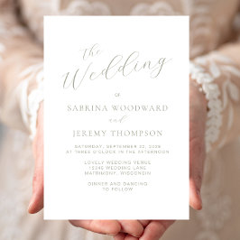 Elegant Modern Sage Grönt Calligraphy Bröllop Inbjudningar