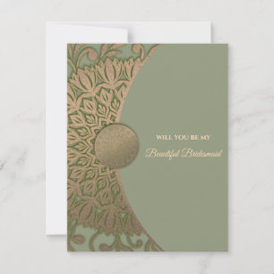 Elegant Modern Sage grönt guld bridesmaid frieri Inbjudningar