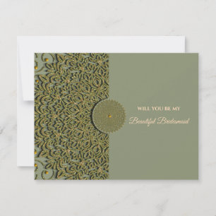 Elegant Modern Sage grönt guld bridesmaid frieri Inbjudningar