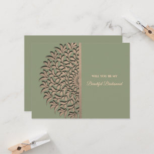 Elegant Modern Sage grönt guld bridesmaid frieri Inbjudningar