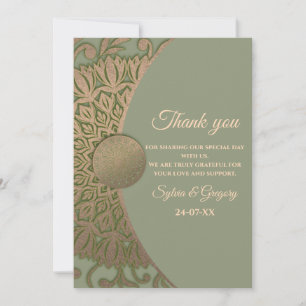 Elegant Modern Sage grönt & guld Classic mandala Tack Kort