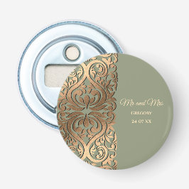 Elegant Modern Sage grönt & guld Faux Guld Luxury Flasköppnare