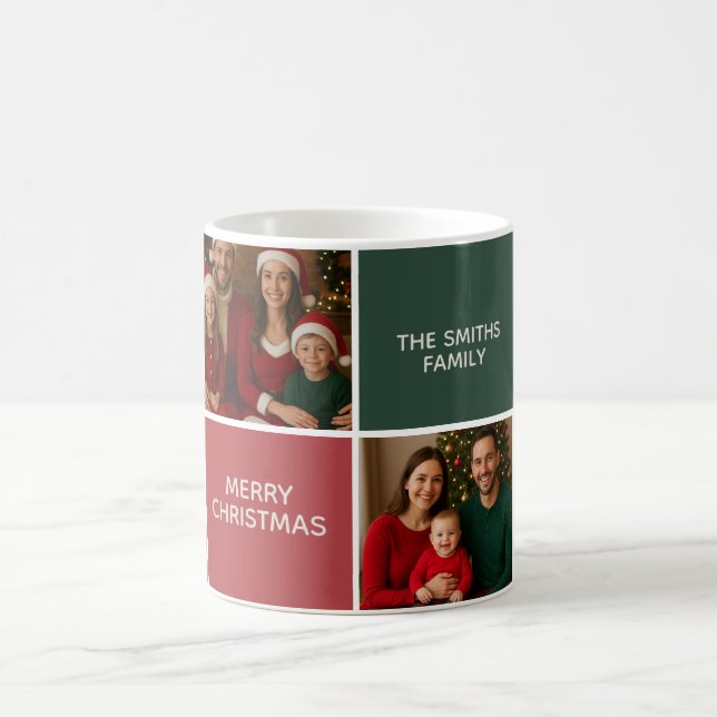 Elegant modern Sage RÖD collage god jul Kaffemugg (Center)