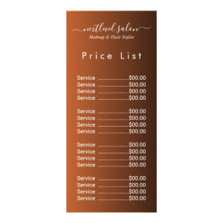 Elegant Modern Salon Price List Rack Card  Reklamkort