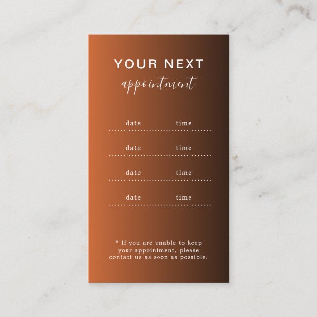 Elegant Modern Salon Spa Appointment Reminder Card Tidsbeställning Kort (Framsida)