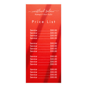 Elegant Modern Salong Prislista Rackkort  Reklamkort