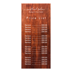 Elegant Modern Salong Prislista Rackkort Reklamkort