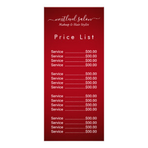 Elegant Modern Salong Prislista Rackkort Reklamkort