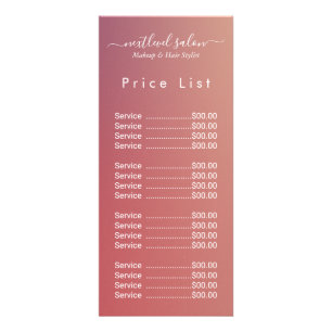 Elegant Modern Salong Prislista Rackkort Reklamkort