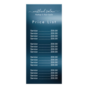 Elegant Modern Salong Prislista Rackkort Reklamkort