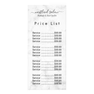 Elegant Modern Salongs Prislista Displaykort Reklamkort
