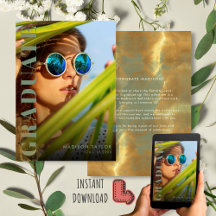 Elegant Modern Salvia Grön och Guld Foto Examen 