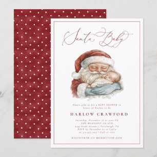 Elegant Modern Santa Baby Baby Shower-inbjudan Inbjudningar