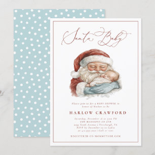 Elegant Modern Santa Baby Baby Shower-inbjudan Inbjudningar