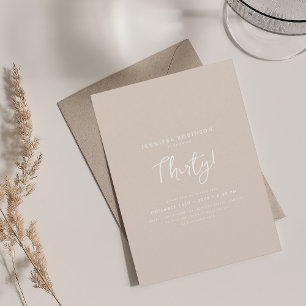 Elegant Modern Script 30års födelsedag Champagne Inbjudningar