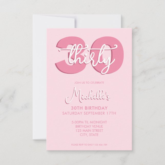 Elegant Modern Script 30års födelsedag Inbjudningar (Framsida)