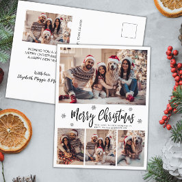 Elegant Modern Script 4 Photo Collage jul Vykort