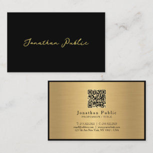Elegant Modern Script Black Guld Oceania Storlek Visitkort