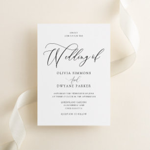 Elegant Modern Script Bröllop utan tidpunkter Inbjudningar