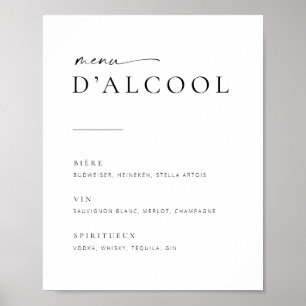 Elegant Modern Script Bröllops Bar Meny Skylt   Fr