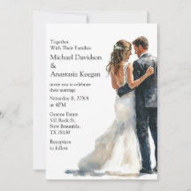 elegant modern script budget wedding invitation  
