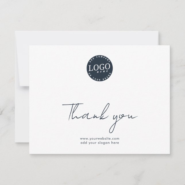 Elegant Modern Script Business Logo Thank You Anteckningskort (Framsida)