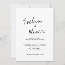 Elegant Modern Script Calligraphy QR Code Bröllop Inbjudningar