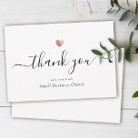 Elegant Modern Script Chic Ro Guld Business Tack Kort<br><div class="desc">Den här moderna snyggt ro guld-tackkortet har handskrivet manusyral vid sidan av ditt lilla företag namn i elegant serif-typografi. Utrymme för ytterligare meddelande på baksidan.</div>