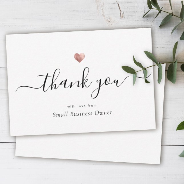 Elegant Modern Script Chic Ro Guld Business Tack Kort (Skapare uppladdad)
