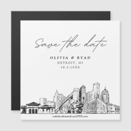 Elegant Modern Script Detroit Spara datum magneter
