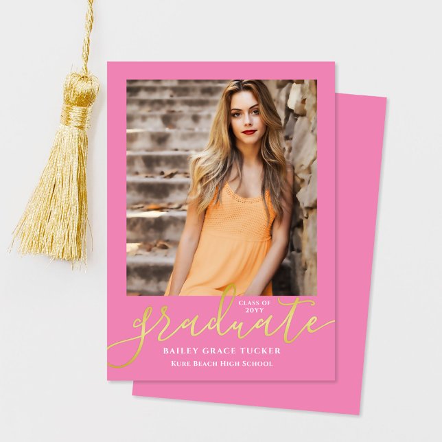 Elegant Modern Script Girly Rosa Photo Studenten Meddelande (Skapare uppladdad)