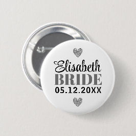 Elegant Modern Script Glitter Hearts Grått Möhippa Knapp