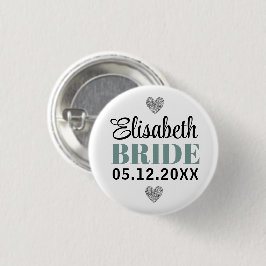 Elegant Modern Script Glitter Hearts Grått Möhippa Knapp
