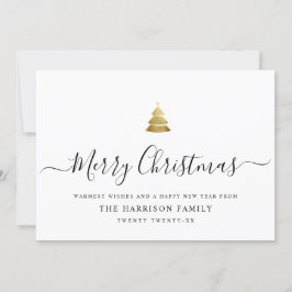 Elegant Modern Script Guld God Jul Julgran Julkort
