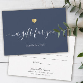 Elegant Modern Script Guld Heart Gift Certificate