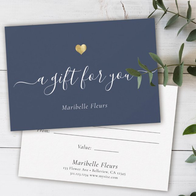Elegant Modern Script Guld Heart Gift Certificate (Skapare uppladdad)