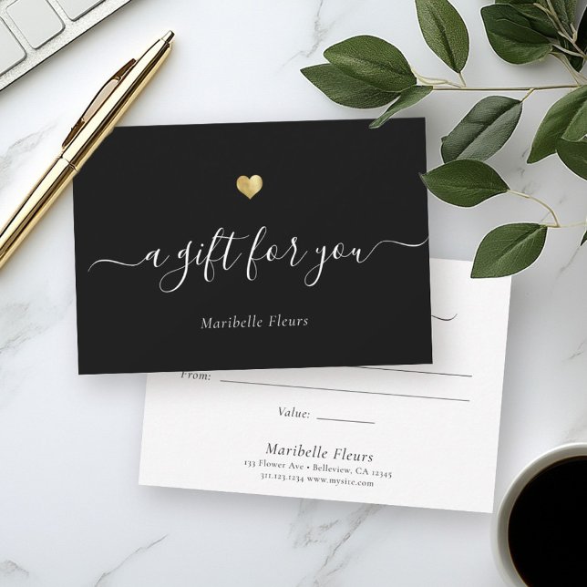 Elegant Modern Script Guld Heart Gift Certificate (Skapare uppladdad)