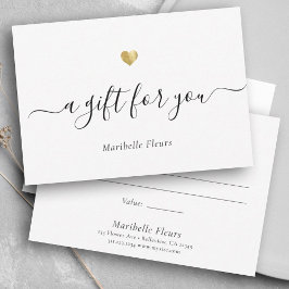 Elegant Modern Script Guld Heart Gift Certificate