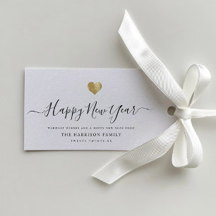Elegant Modern Script Guld Heart Gott nytt år Presentetikett