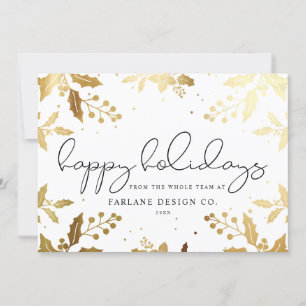 Elegant Modern Script Guld Mistletoe Photo Logotyp Julkort