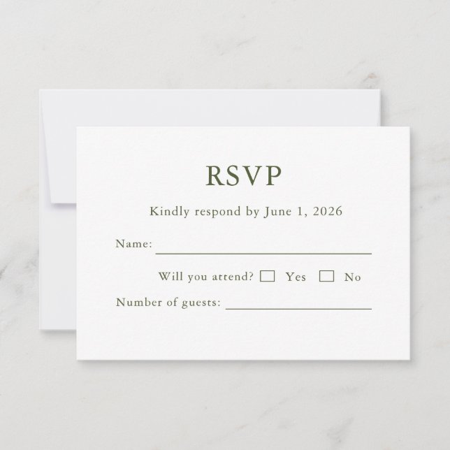 Elegant modern script klassisk RSVP-kort redigerba OSA Kort (Framsida)