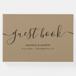 Elegant Modern Script Kraft Bröllop Gästböcker