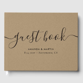 Elegant Modern Script Kraft Bröllop Gästböcker