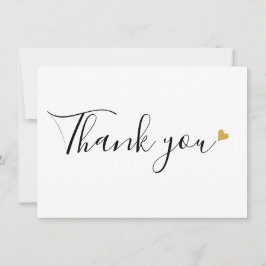 Elegant Modern Script med Guldhjärtan Tack Kort