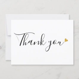 Elegant Modern Script med Guldhjärtan Tack Kort