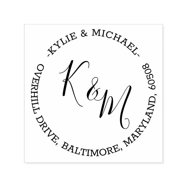 Elegant Modern Script Monogram-familj Självfärgande Stämpel (Design)