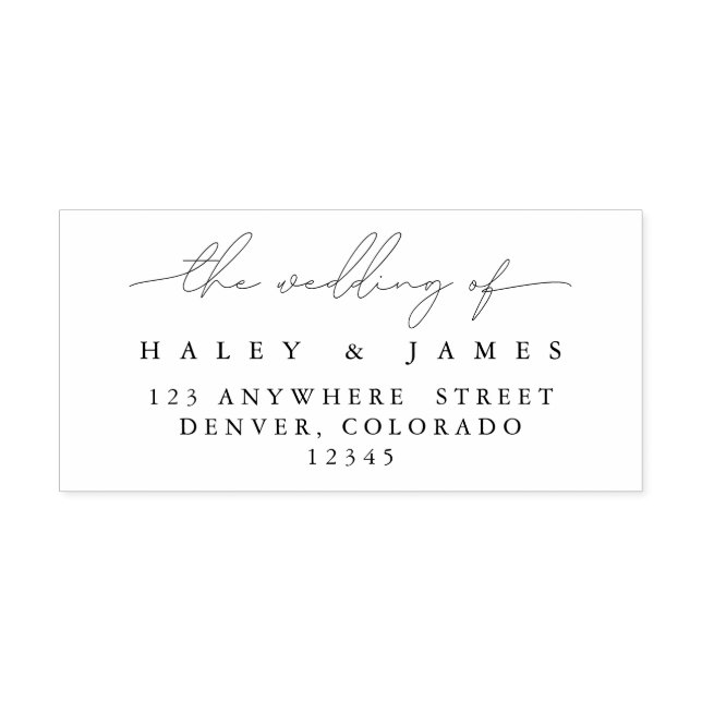Elegant Modern Script Namn Bröllop Returadress Självfärgande Stämpel (Design)