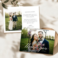 Elegant Modern Script Photo Bröllop - tackkort