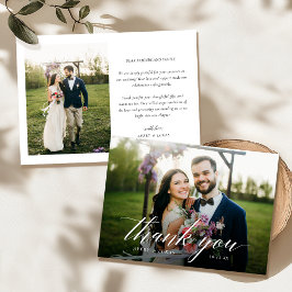 Elegant Modern Script Photo Bröllop - tackkort Tack Kort